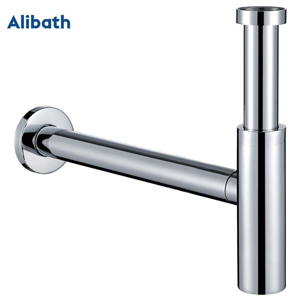 Basin Bottle Trap Brass Bathroom Sink Siphon Drains P-TRAP Pipe Waste, Chrome.