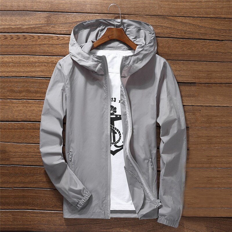 Summer Autumn Thin Sun protection clothing Jackets Women Causal Sport Jackets Zipper Lightweight Breathable Hooded Coat: gray / M