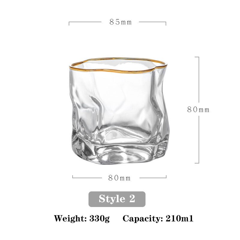 Japanese-style Twisted Gold Rim Glass Wine Glasses, Irregular Glasses, Suitable for Cold Drinks, Juice, Beer, Whiskey,: Style 2