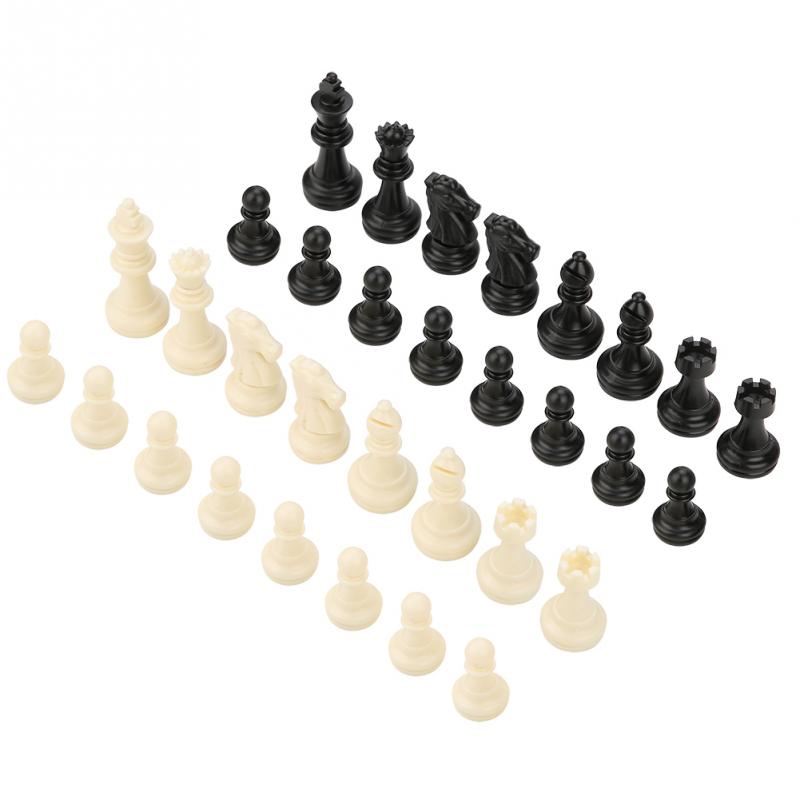 32 stk/sæt international standard skaksæt plastik sort hvid erstatning turneringsskakmænd til skakspil for børn