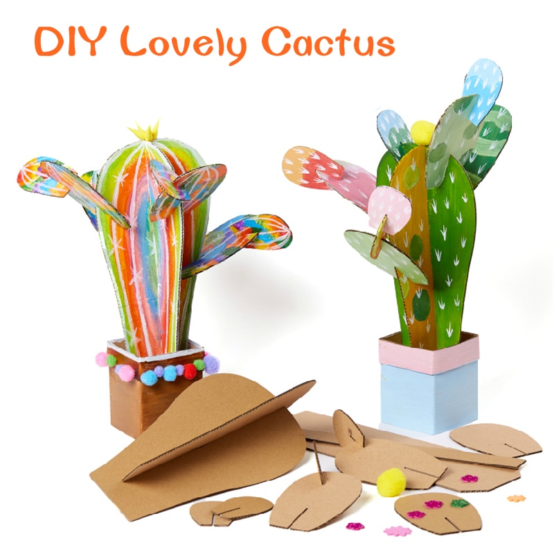 Bricolage Art et artisanat jouets pour enfants Carton papier matériel manuel belle Cactus cadre maternelle éducatif fille garçon jouets