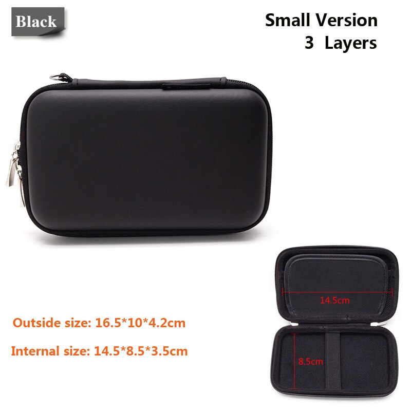 Carrying Protection Storage HDD hard drive Bag for 2.5" hdd enclosure hard drive case power bank SD/TF card data cable earphone: Black-S