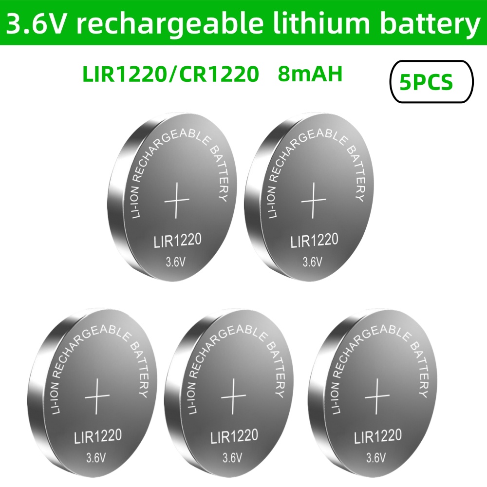 5PCS LIR2032 LIR2016 LIR2025 LIR2430 LIR2450 LIR1632 3.6V Batteria Al Litio Ricaricabile Sostituisce CR2032 2016 2025 2430 2450: WHITE