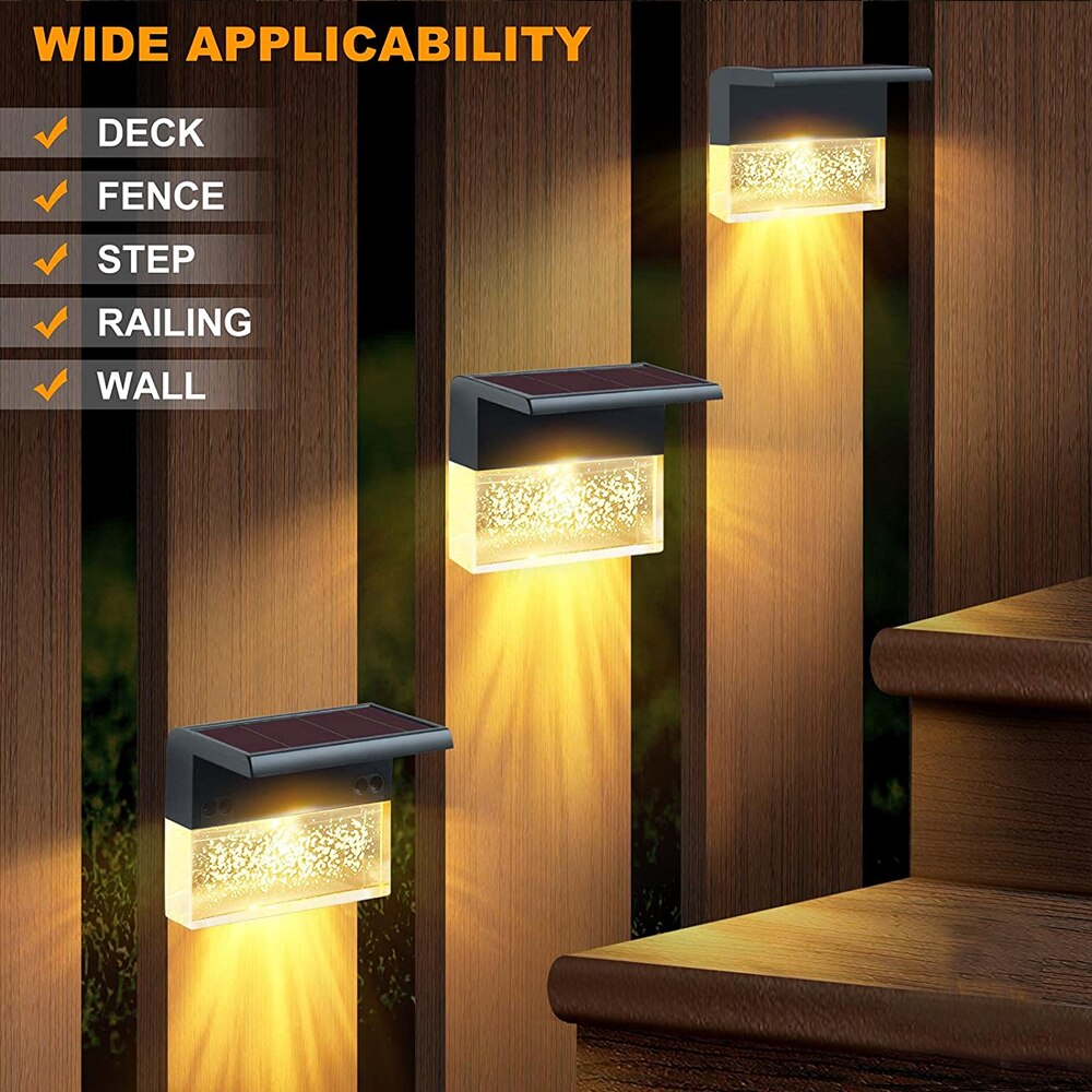 LED Solar Light Deck Light Outdoor Waterproof LED Fence Light for Steps, Courtyards, Railings, Walls, Warm White/color Change