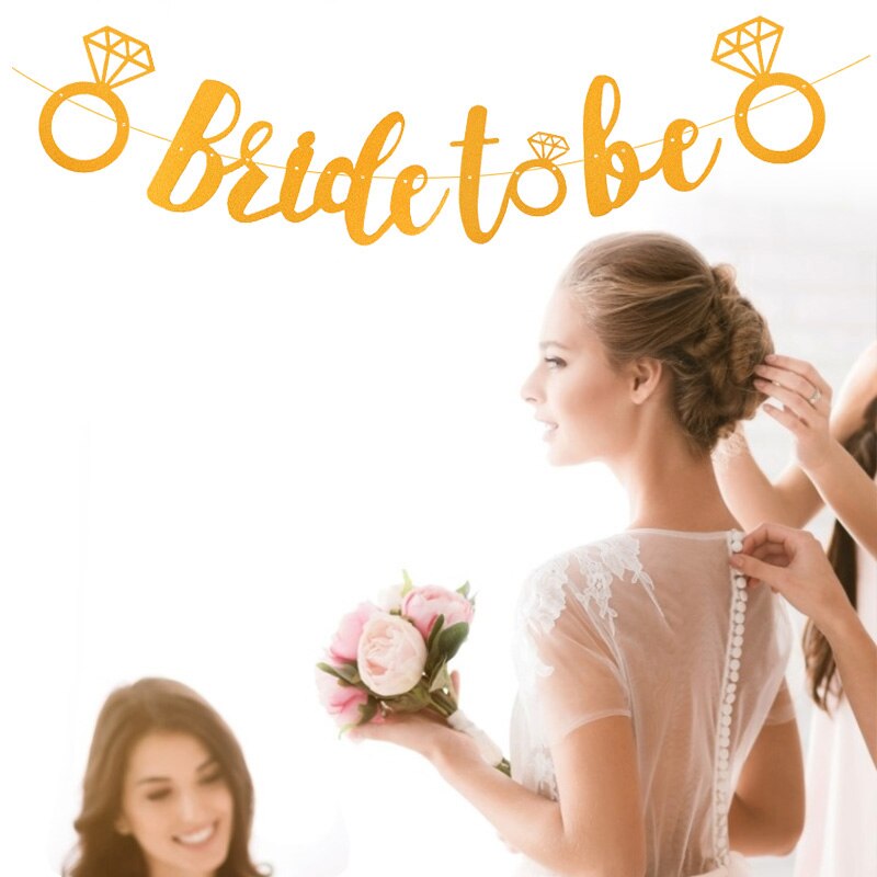 1Pc Bride to be Paper Gold Bunting Garland Banners Flag Hanging Garland Banner For DIY Bride Shower Wedding Bachelor Party Decor