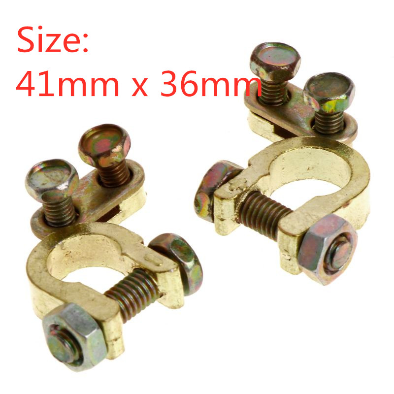 2Pcs Durable Replacement Auto Car Battery Terminal Clamp Clips Brass Connector: 41mm x 36mm