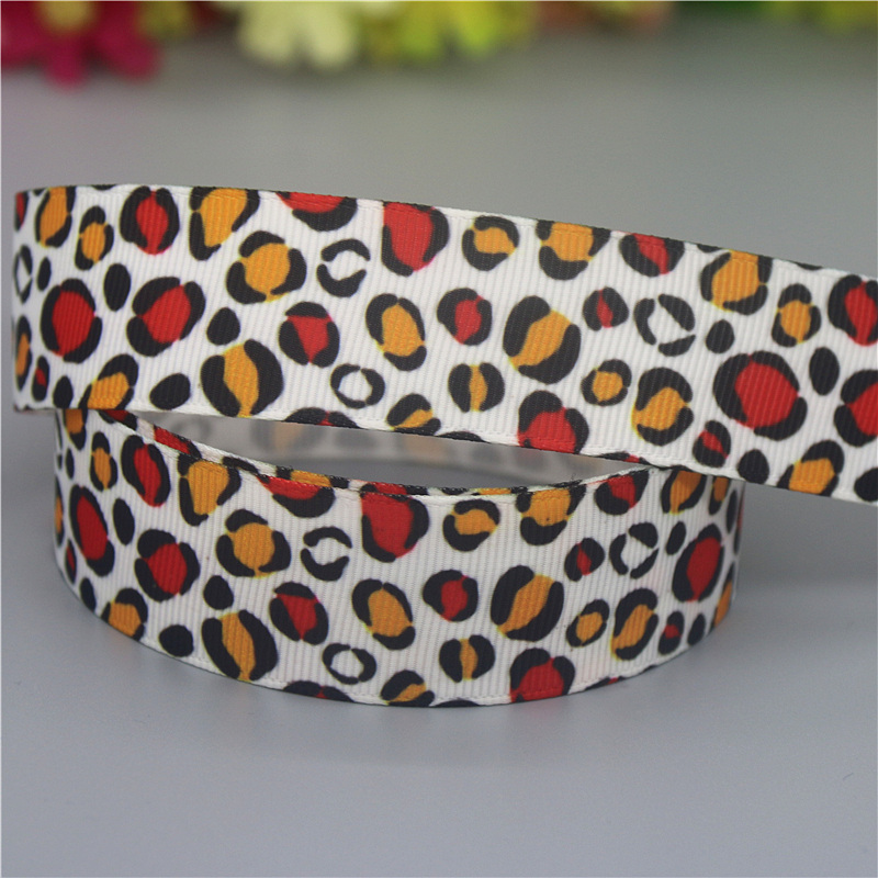 DHK 50yards Zebra Leopard Galaxy Printed Grosgrain Ribbon Accessories Material Headwear Decoration DIY Sewing Craft S2096