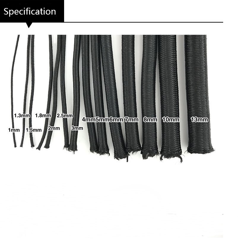 Banda elástica redonda de , cuerda elástica redonda de 1mm-10mm, 2 metros, color blanco y negro, accesorios de costura DIY