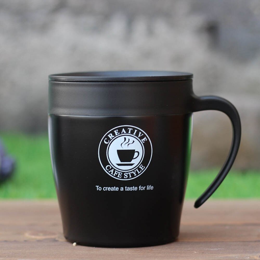 Premium rejse kaffekrus termokande kopper rustfrit stål tumbler kopper vakuum kolbe termo vandflaske til bryllup fødselsdag: 330ml- sorte