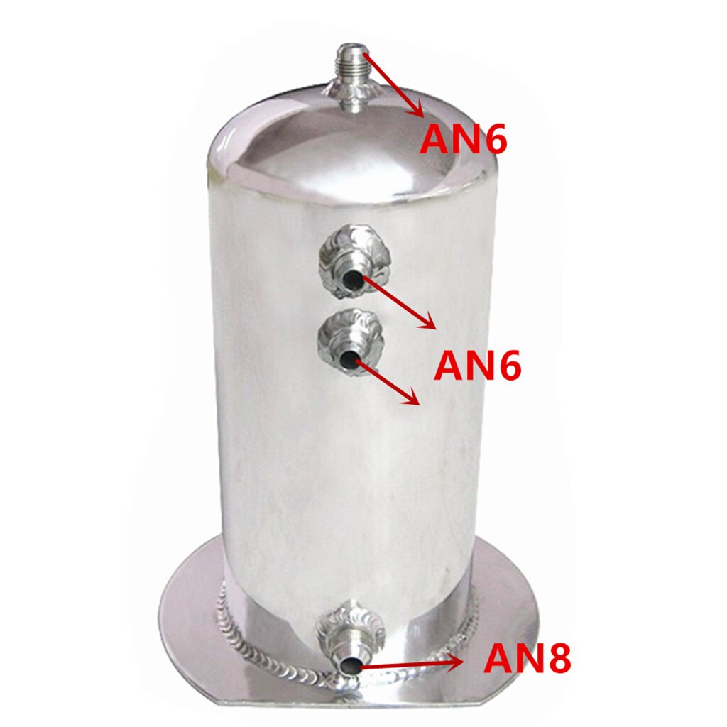 3-Port AN6 AN8 Baffled Car Oil Catch Can Tank Air-Oil Separator Kit Silver