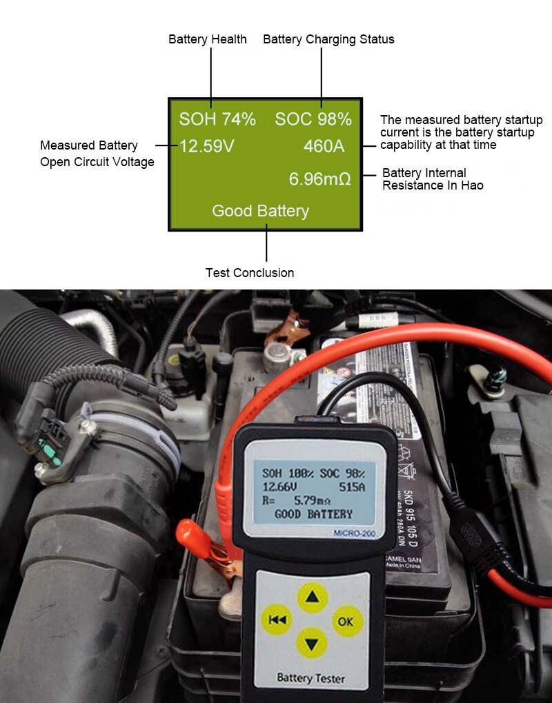 Version MICRO-200 Automotivo batterie numérique CCA analyseur de batterie véhicule voiture testeur de batterie 12V outil de Diagnostic multilingue