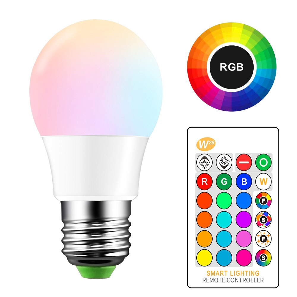 E27 älykäs ohjauslamppu led rgb valo himmennettävä 5w 10w 15w rgbw led lamppu värikäs vaihtuva lamppu led lampada rgbw valkoinen sisustus kotiin: 5w a50