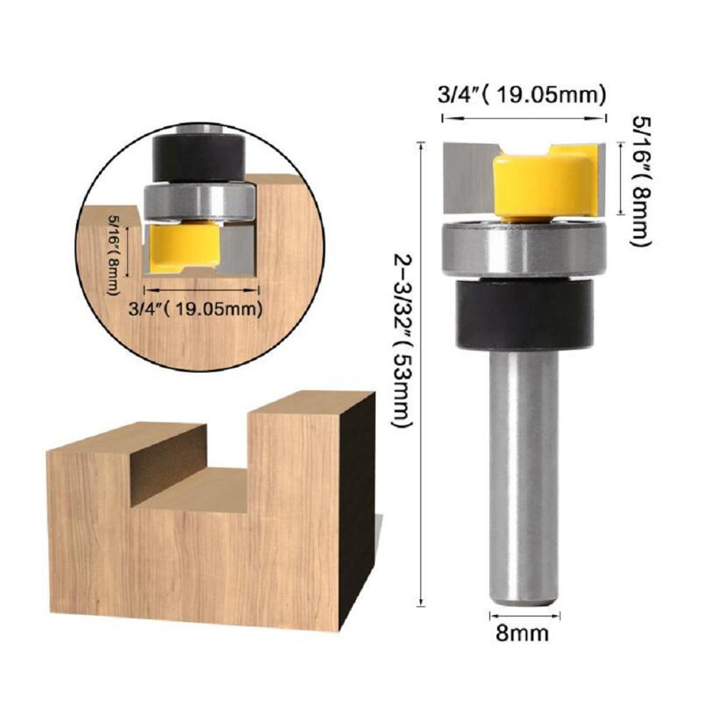 1pc 8mm Shank Hinge Mortise/Template Router Bit - 3/4"W X 5/16"H - Tenon Cutter For Woodworking Tools: Default Title