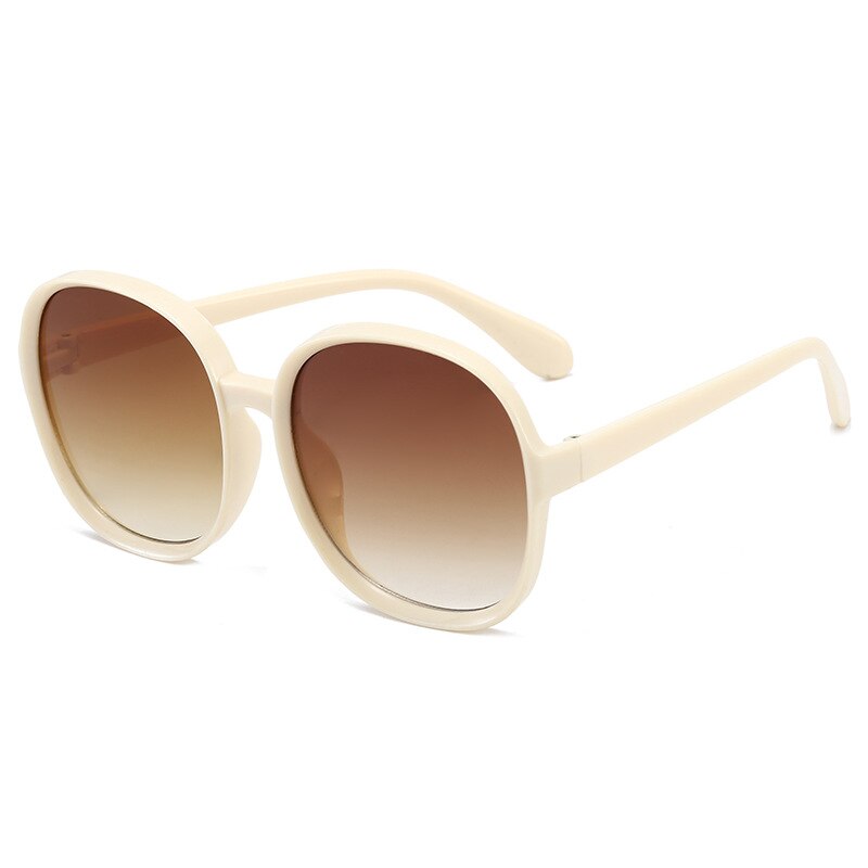 Runda retro solglasögon dam vintage solglasögon dam lyxmärke glasögon för kvinnor/män oculos de sol feminino: Beige brun