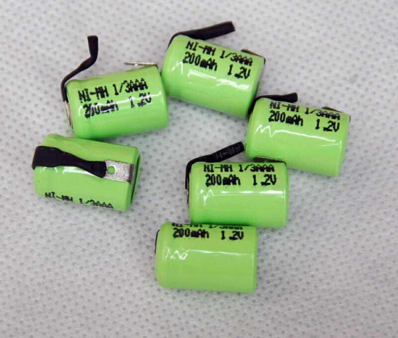 10 PCS/lot 1.2 V 1/3AAA 200 mAh Ni-Mh Nimh 1/3 AAA pile de batterie Rechargeable avec pieds de soudage broches de jambe onglet plat