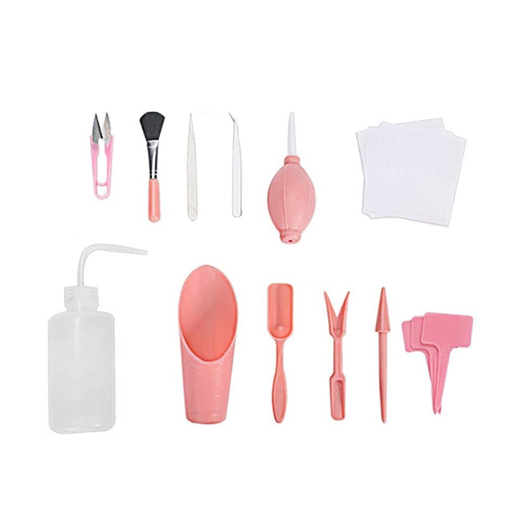 Garden Planter Kit Succulent Planting DIY Tool Set Transplant Seedling Tool Bonsai Fertilizer Drilling Device Garden Planting: 12pcs pink