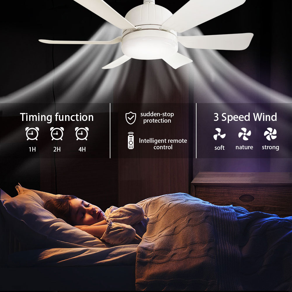 Ventilador de teto RGB LED 40W E27 com controle remoto para escurecimento, adequado para sala de estar, estudo, uso doméstico, 85-265V