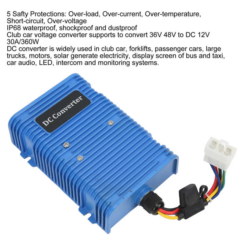 Réducteur de tension universel pour EZGO, 36V/48V à 12V 30a, 360W, double Source d'alimentation, convertisseur de courant continu