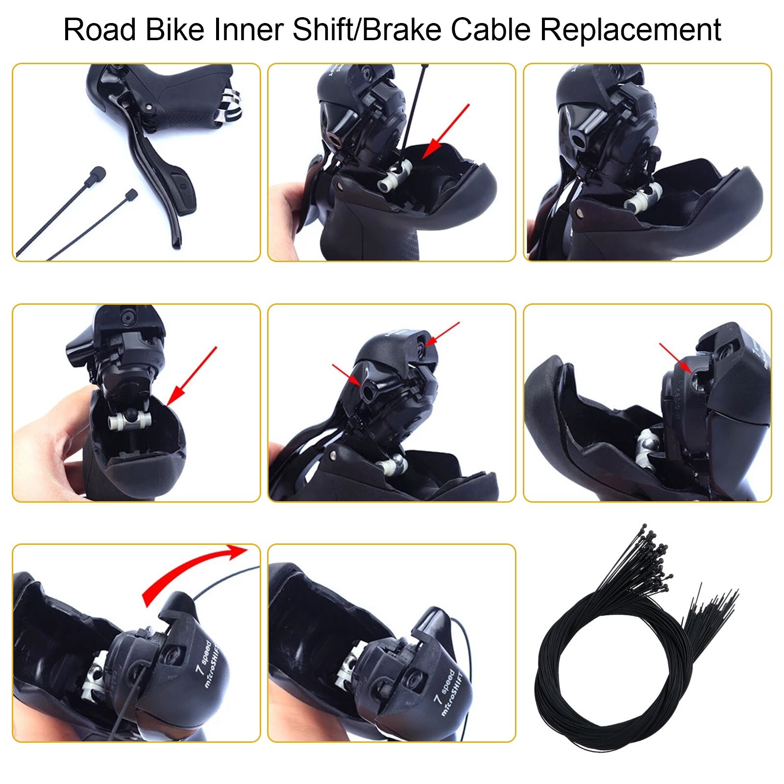 2 Coated Variable Speed Bicycle Cables For Mountain Bike Gear Lever Front And Rear Continuous Cables 2100mm 1550mm 1700mm 1100mm