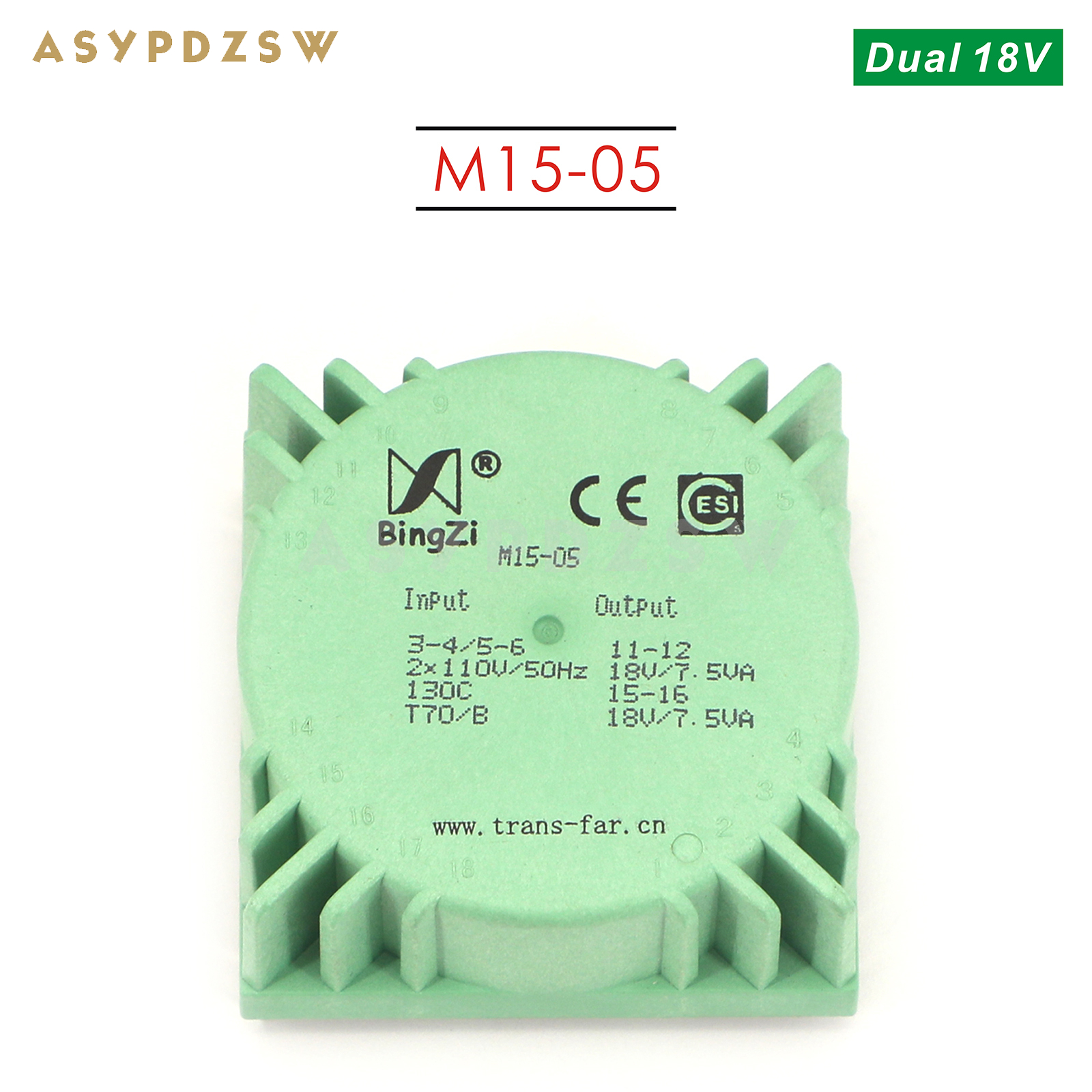 M15 AC 110x2 IN 15VA Epoxidversiegelter Topf-Ringkerntransformator 15W AC 9V ---- 24V (optional): Himmel Blau