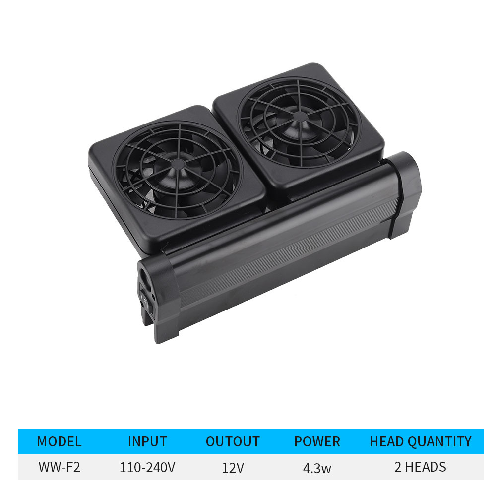 Aquarium Koelventilator – USB, Stil, Verstelbare Clip Tot 10 Mm, Voor Zoet- En Zoutwater, Zwart