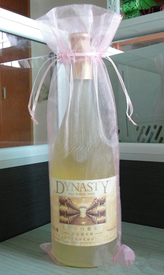 Organza wijnzakken met trekkoord, huwelijkscadeauzakje in paars rood goud roze bungurdy champagnefleshouder, feestevenementbenodigdheden: Mintgroen