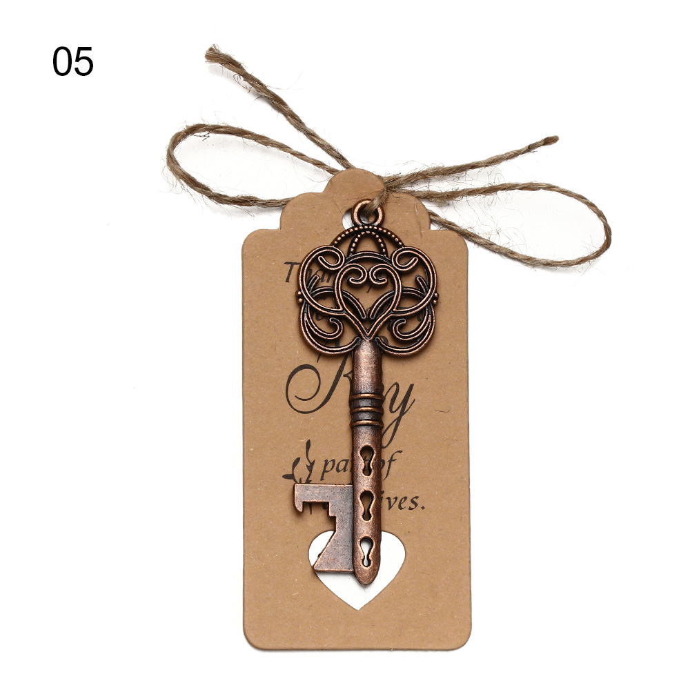 1PC Retro Key Shaped Bottle Opener Wine Keychain Souvenir Card Label Pendant Beer Opener Wedding Party Kitchen Accessories: type2-5
