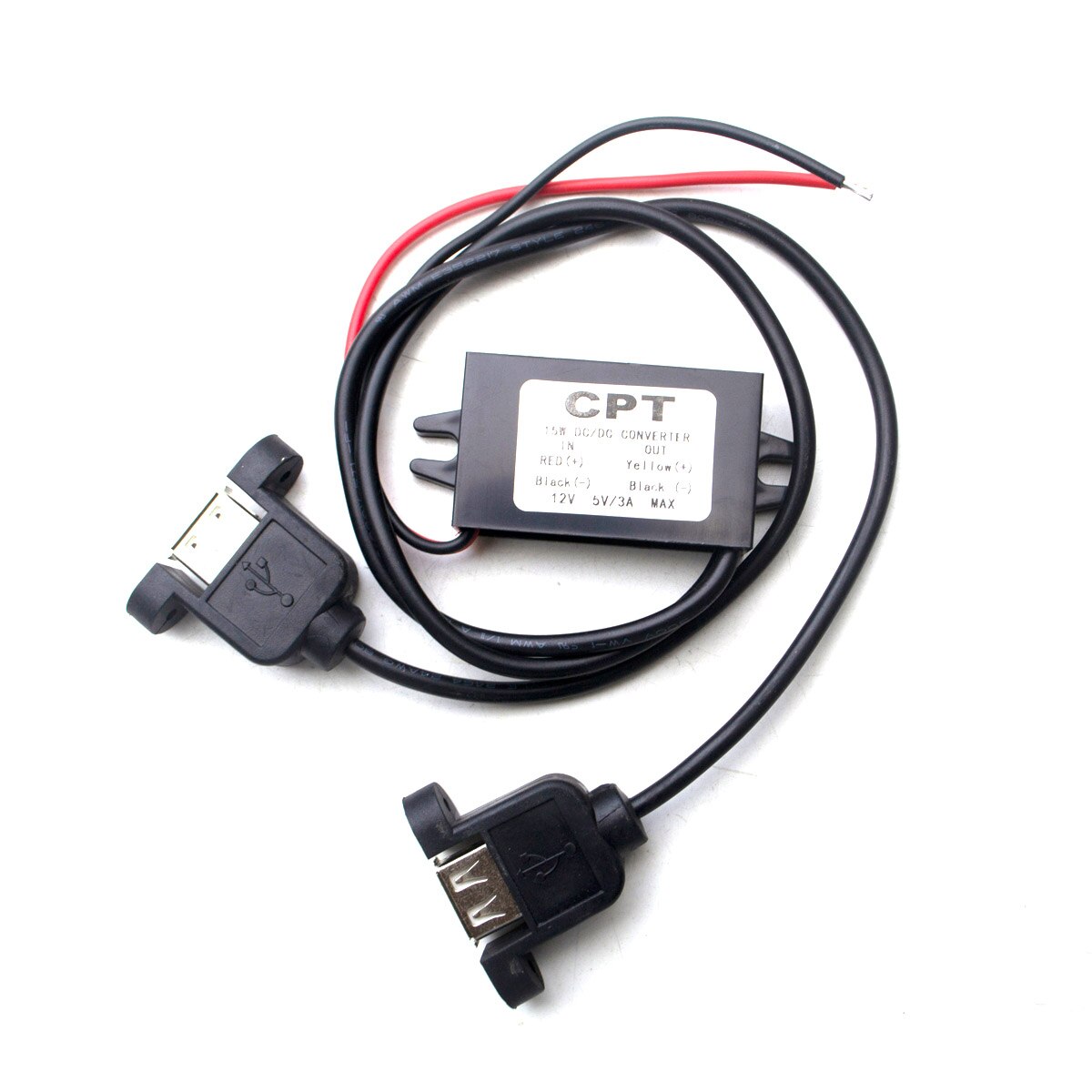 Convertidor de potencia de coche de DC-DC de 12V a 5V, 3a y 15W, Micro Mini USB, fuente de alimentación de reducción de voltaje, adaptador de salida, protección automática de bajo calor: Dual USB with ear