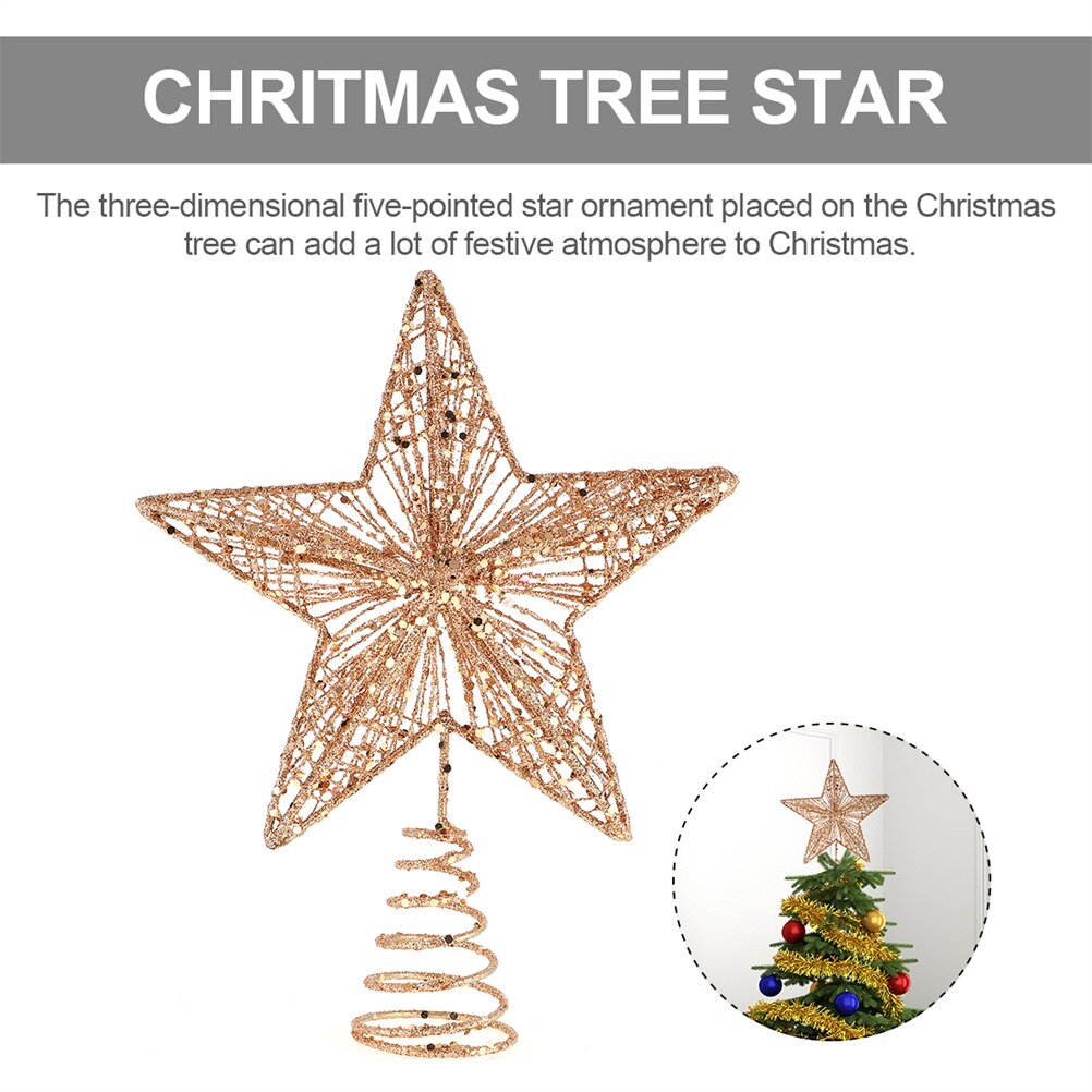 Christmas Tree 5-Point Star-Shaped Tree Top Decorations Festive Party Home Event Scene Christmas Tree Top Star Decorations