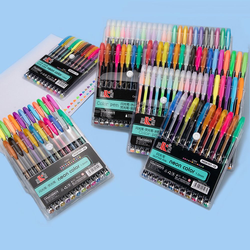 Ensemble de stylos Gel à paillettes colorées, 12 pièces, 1.0mm, stylo de couleur pour dessin, bricolage, Album, Journal, surligneur, stylo de signature