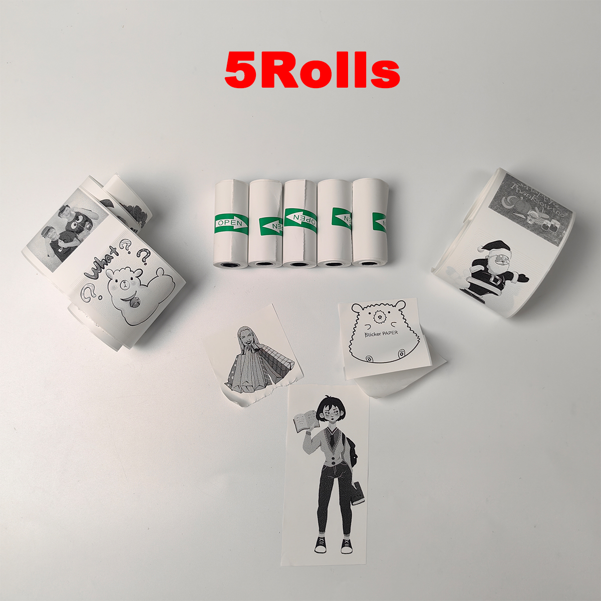 16 rollos de papeles de impresora térmica, 57x25mm, papeles térmicos autoadhesivos, impresoras de etiquetas en Color HD para Mini impresora portátil sin tinta