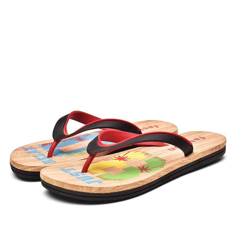 Neue Terlik Lässig Männer kippen-Flops Sommer Ciabatte Männlichen Zapatos hombre Strand Hausschuhe Freizeit Chinelo Plateauschuhe: rot / 8