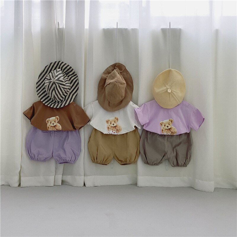 Peuter Baby Meisje Jongen Cartoon Beer Patroon Gedrukt Tops Zomer Kinderen Jongen Katoen Korte Mouw T-shirt