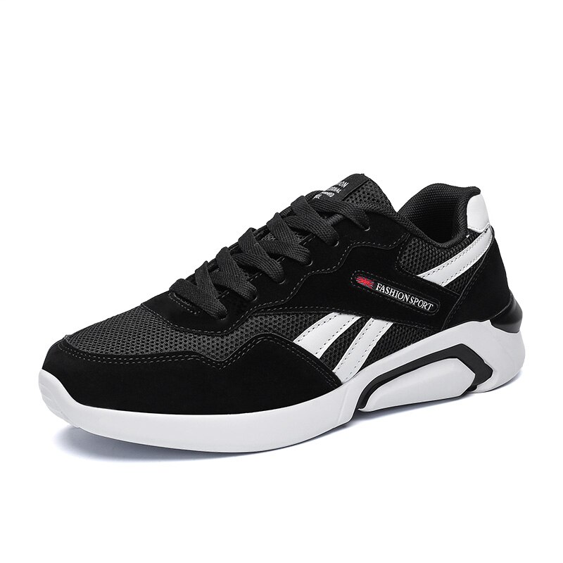 Men's Breathable Mesh Sneakers Spring Old Shoes Black/white Mens Shoes Casual Shoes for Men Low Lace-up Comfortable: Black / 8.5