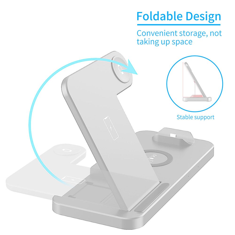 15W Snelle Qi Wireless Charger Stand Voor Iphone 12 11 Xs Xr X 8 Apple Horloge Se 6 5 4 3 2 Airpods Pro 4 In 1 Charging Dock Station