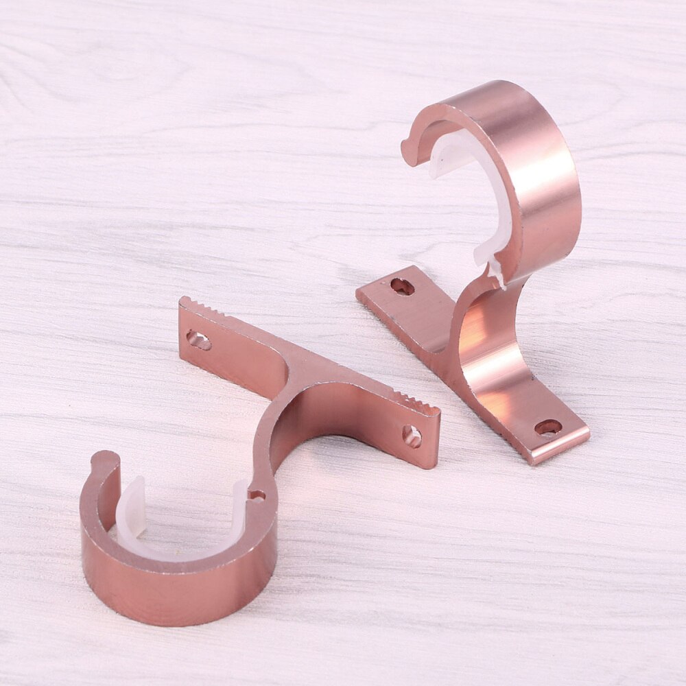 2PCS Curtain Rail Bracket Aluminum Alloy Rustproof Durable Double Curtain Rod Bracket for Home: Rose Gold