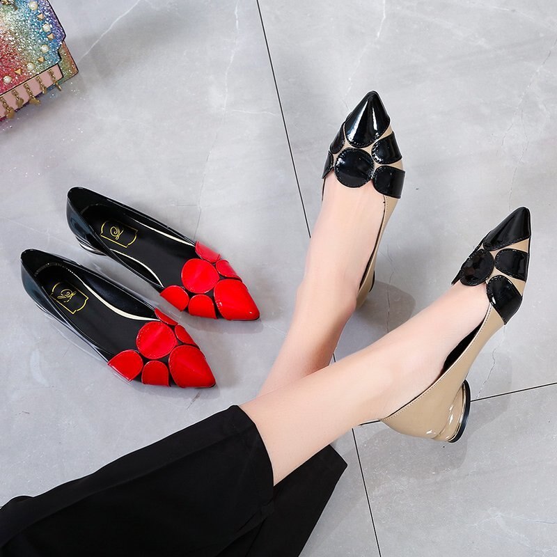 Puntige Zomer Schoenen Met Lage Hak Voor Vrouwen Enkele Schoenen En Lage Schoenen Voor Vrouwen Lente En herfst Schoenen