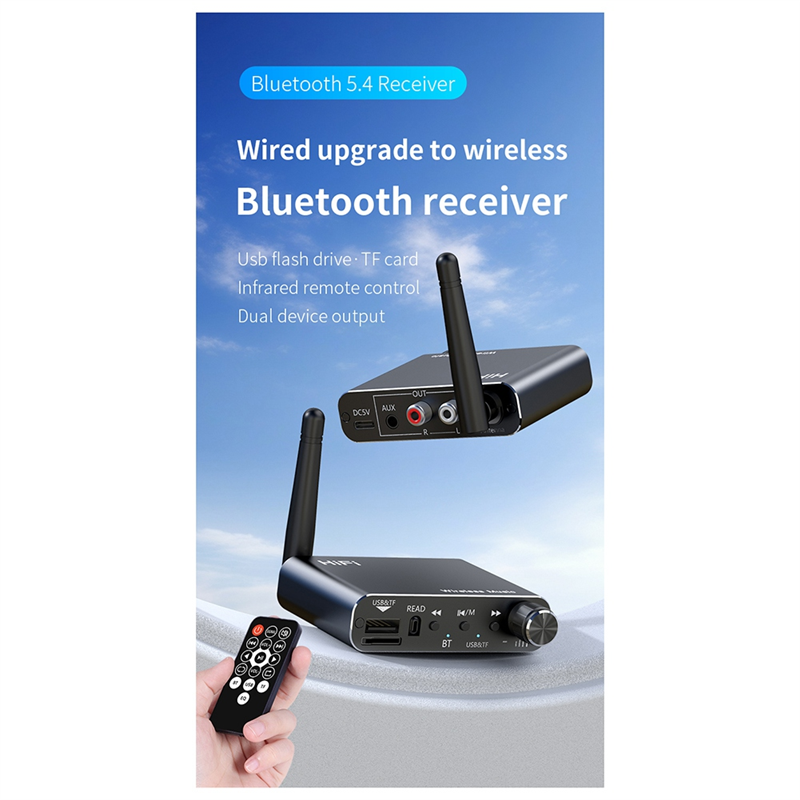 AAAEL-Music Adapter DSP Decoding HIFI Stereo Bluetooth 5.4 Audio Transmitter Receiver 3.5MM AUX For RCA USB U-Disk