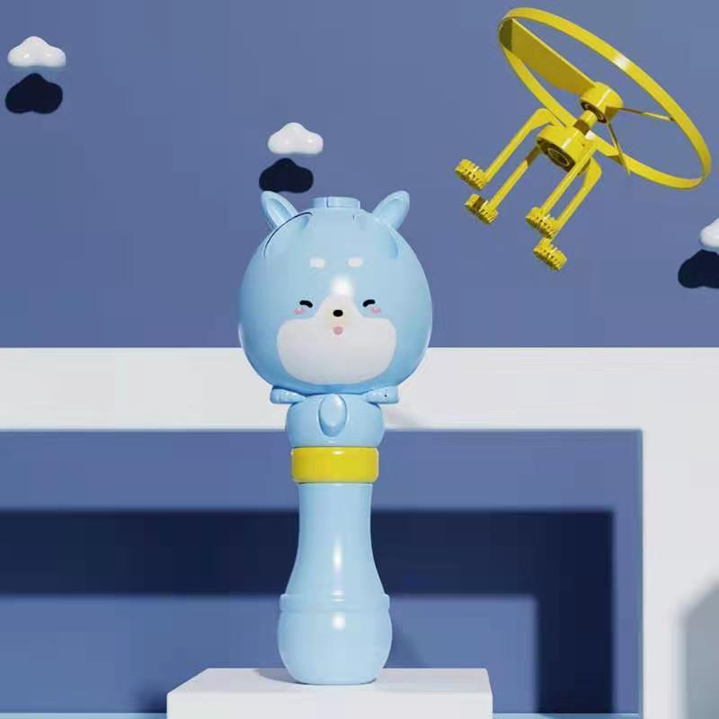Kids Bamboe Libelle Bubble Machine Leuke Cartoon Stijgende Aerocraft Zeepbel Stok Blower Voor Kinderen Zomer Outdoor Speelgoed: Blauw