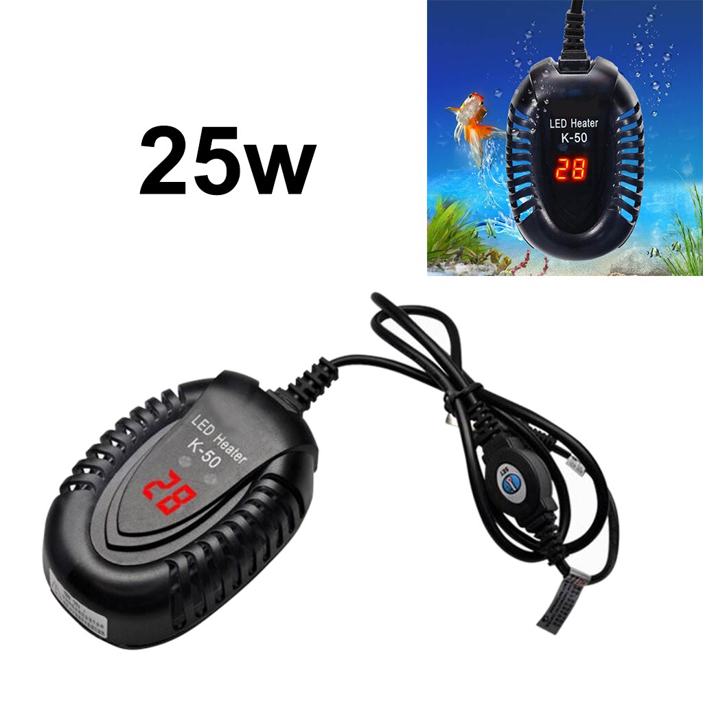 Digital Aquarium Submersible Heater Mini Tropical Fish Tank LED Thermostat: 25W