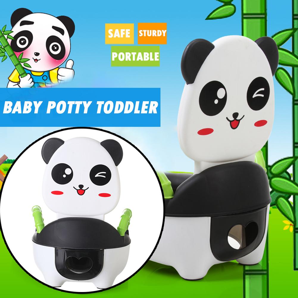 Bebis potträning toalett toalettsits barnkruka barn bäddpanna bärbar urinoar bekvämt ryggstöd tecknad pandaform kruka