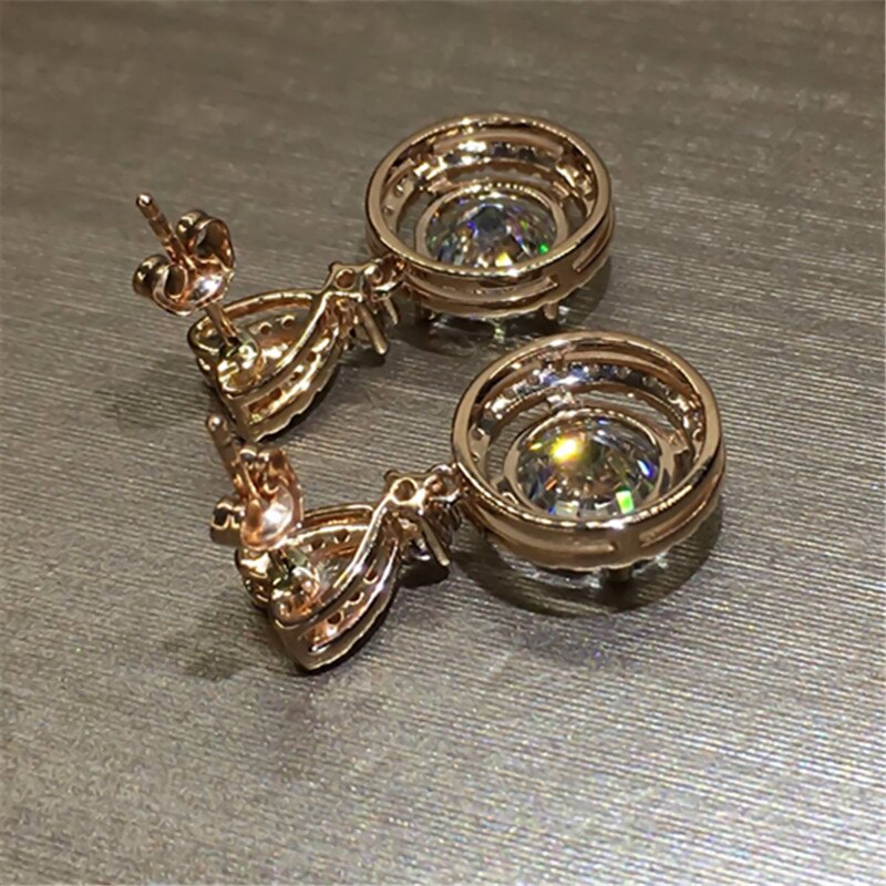 NPKDS Cute Bow-Knot Big Crystal Zircon Earrings Luxury 925 Silver Drops Earrings for Women Wild Wedding Evening Party Earrings