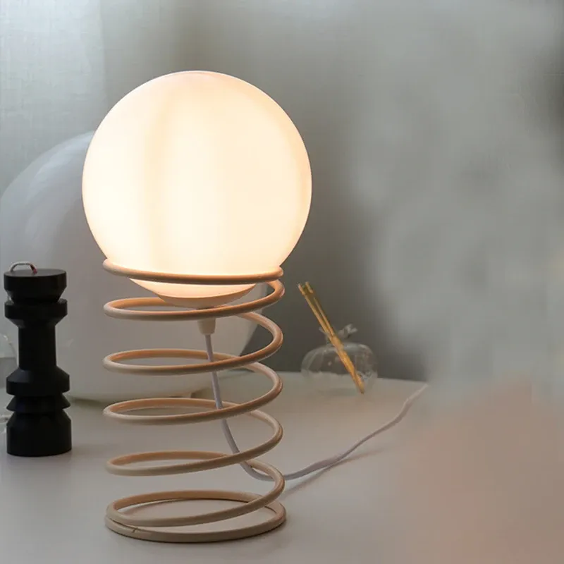 Mellem antik stil orange massivt træ glas led bordlampe soveværelse sengelampe hjem atmosfære natlampe koreansk ins lampe: Grå