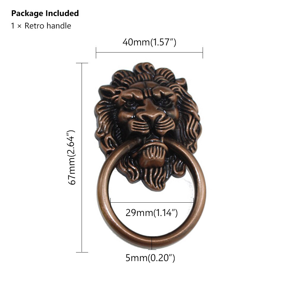 Vintage Dragon Dresser Drawer Knobs Head Lion Head Drawer Cabinet Door Pull Handle Ring Hardware Retro Dragon furniture handles: 04