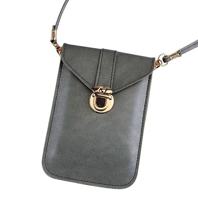 touchable PU Leather Change Bag Wallet Touches Screen Mobile Phone Women bag: Darkgray