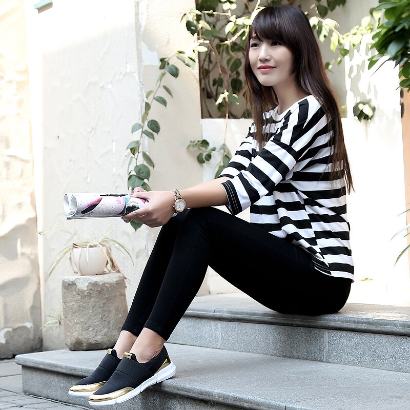 Kvinder vulkaniserede sko damesneakers slip on flats sko dame loafers walking sneaker kvinde plus str.