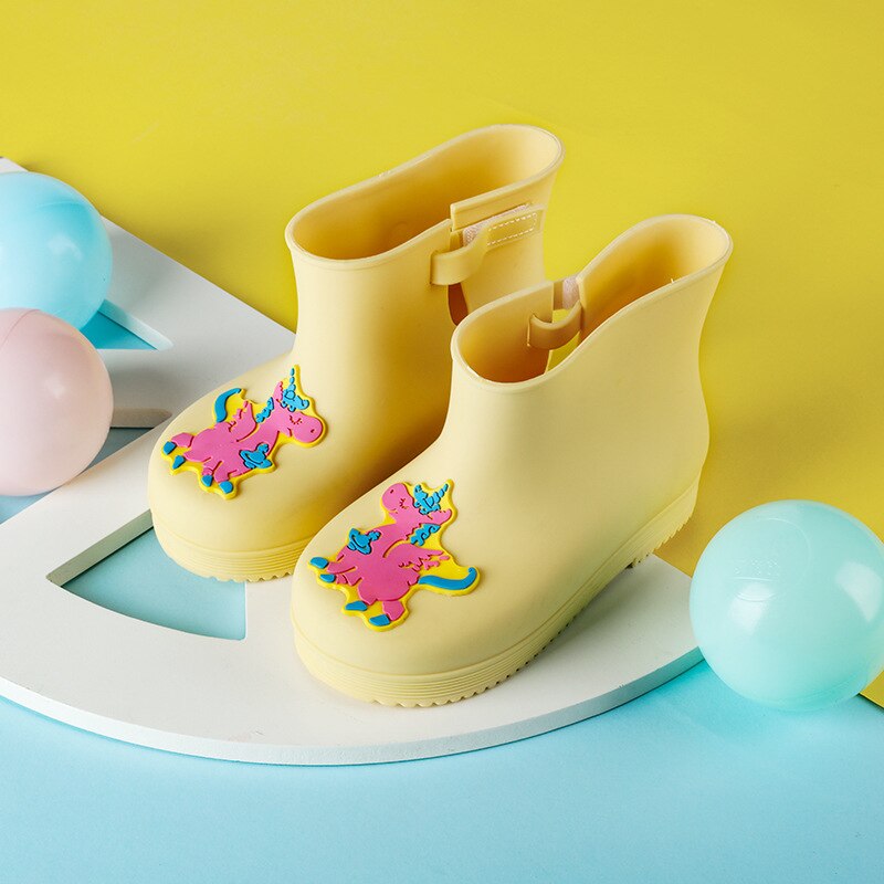 Loveewalk Unicorn Boots Baby Girl Rain Boots Pink Yellow Summer Girls Shoes Outdoor Ankle Rain Boots Toddler Shoes: Yellow / 24