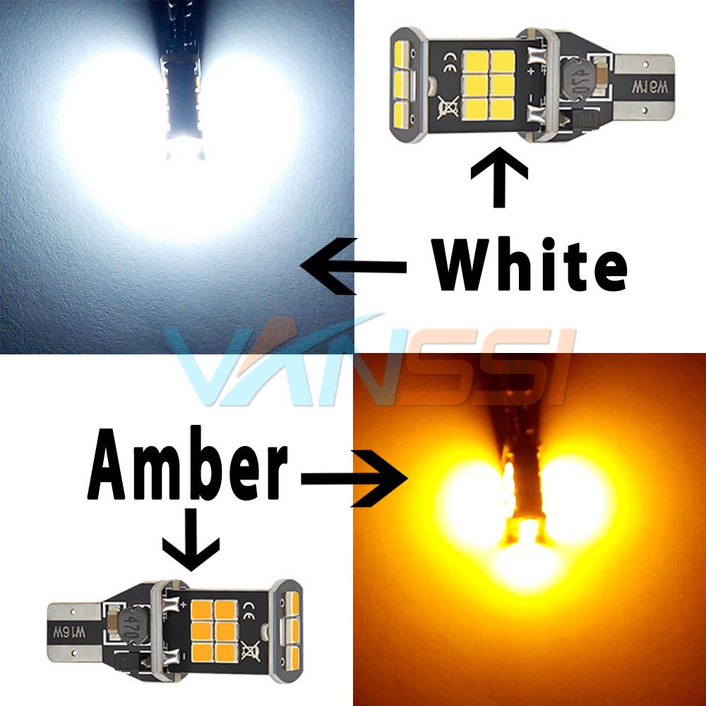 10x921 912 T15 T16 W16W WY16W bombillas LED 15SMD CANBUS bombillas de luz de señal reversa de coche sin errores Super brillante blanco ámbar