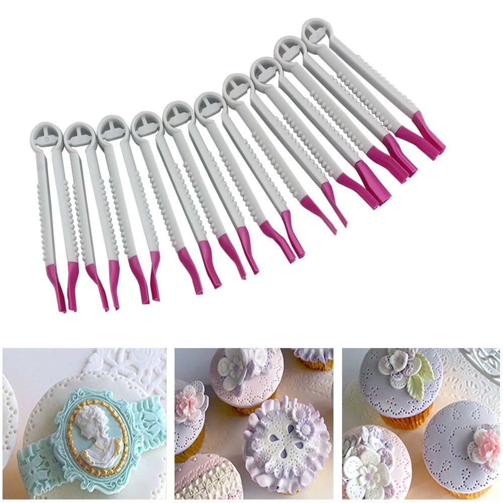 2 soorten fondant Embossing cake decorating gereedschap multifunctionele kant clip bakken tools voor gebak gebak fondant cutter