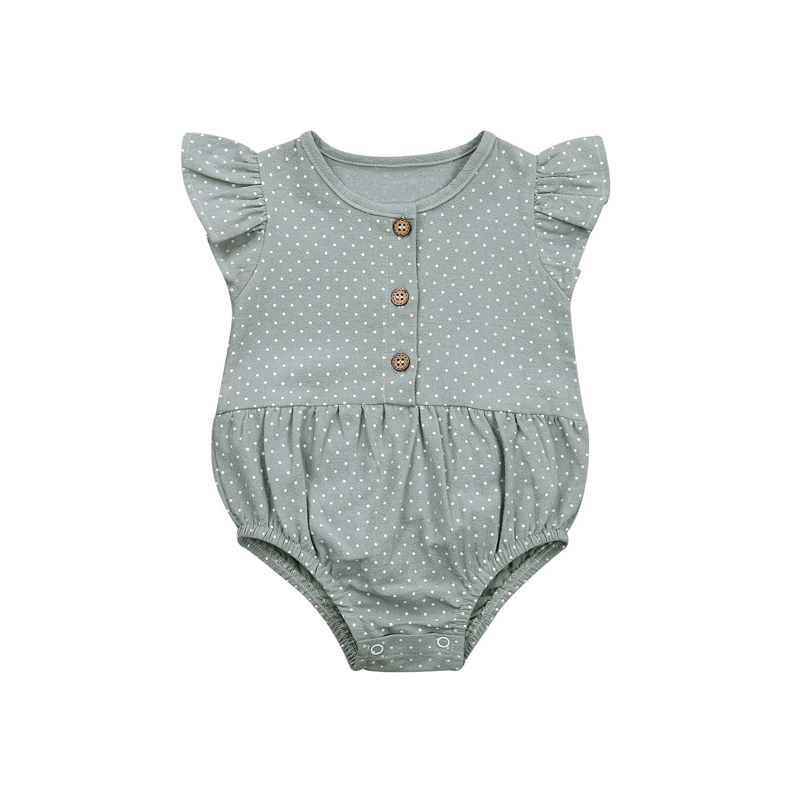 Citgeett Summer Baby Girls Boys Bodysuit Flying Sleeve Dot Jumpsuit Cotton Button One-piece Clothes